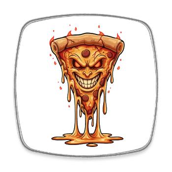 Demonic Flame Pizza - Square fridge magnet - white - Front