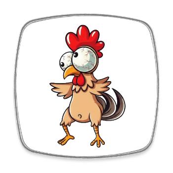 Cute cartoon chicken clumsy hen with big - Square fridge magnet - white - Front