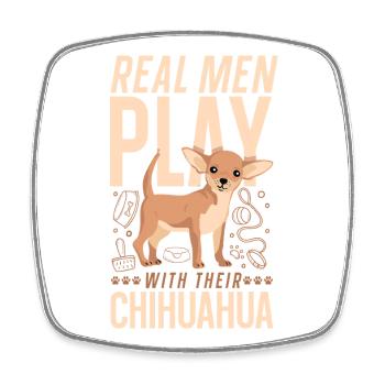 Chihuahua Chihuahueño Real Men - Viereckiger Kühlschrankmagnet - Weiß - Vorne