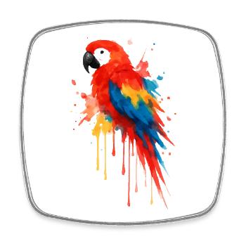 Bright Macaw Parrot: Aquarellkunst & Farben - Viereckiger Kühlschrankmagnet - Weiß - Vorne