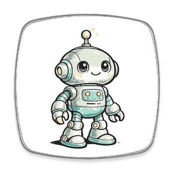 Petit robot spatial - Magnet carré - blanc - Devant