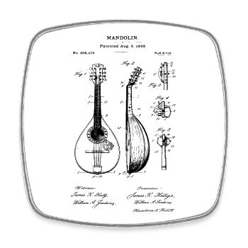 Mandolinen-Vintage-Bauplan - Viereckiger Kühlschrankmagnet - Weiß - Vorne