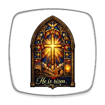 He is Risen Ostern Jesus - Viereckiger Kühlschrankmagnet - Weiß - Vorne
