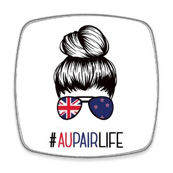 Au Pair New Zealand Aupair Work Travel #Aupairlife - Square fridge magnet - white - Front