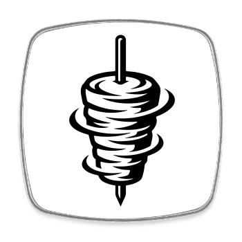 Brochette de doner kebab - Magnet carré - blanc - Devant