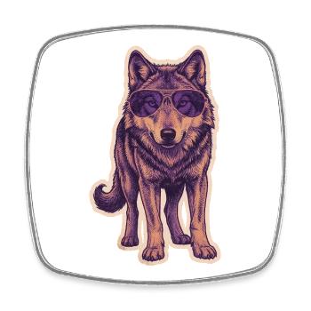 Wolf with sunglasses - Square fridge magnet - white - Front