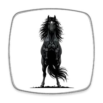 Cheval Noir de Face Cabré Puissance Équestre - Magnet carré - blanc - Devant