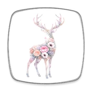 Hirsch Aquarell Silhouette Blumen - Viereckiger Kühlschrankmagnet - Weiß - Vorne