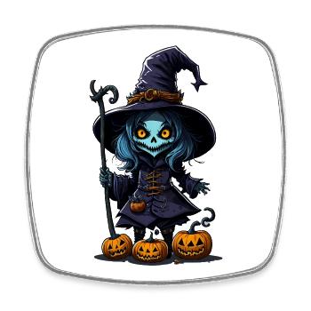 Halloween - Zombie - Horror - Witch - Square fridge magnet - white - Front