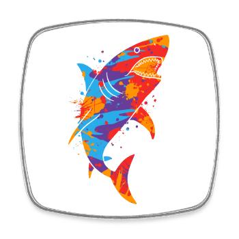 Shark Sharks Colorful Men's Kids Boys Shark - Square fridge magnet - white - Front