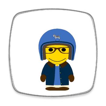 GEEKLEY blue biker and oiled jacket - Square fridge magnet - white - Front
