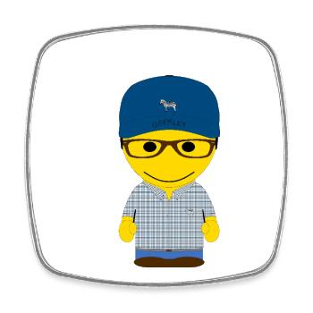 Geekley en casquette bleue et chemise à carreaux - Magnet carré - blanc - Devant