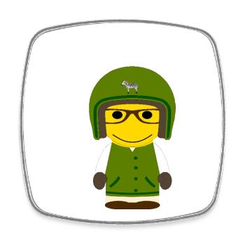 GEEKLEY biker "college boy" - Magnet carré - blanc - Devant