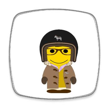 GEEKLEY biker dufflecoat mustard - Square fridge magnet - white - Front