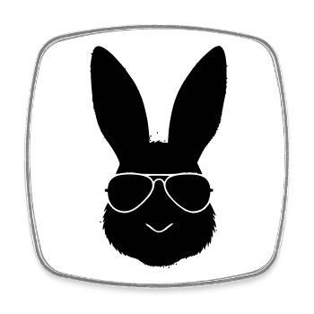 Rabbit Sunglasses Cool Outline - Square fridge magnet - white - Front