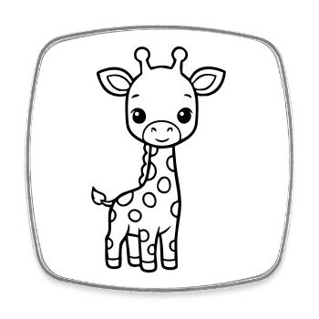 Bébé girafe mignonne – Noir & Blanc - Magnet carré - blanc - Devant