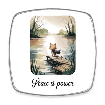  Peace Is Power Katzenheld Ruhe Achtsamkeit Natur - Viereckiger Kühlschrankmagnet - Weiß - Vorne