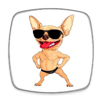 Chihuahua Trainer - Viereckiger Kühlschrankmagnet - Weiß - Vorne