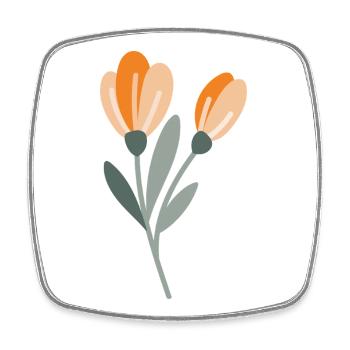 Fleur - Magnet carré - blanc - Devant