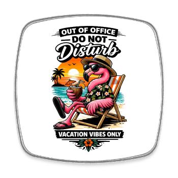 Disturb Vacation Flamingo Vibes - Viereckiger Kühlschrankmagnet - Weiß - Vorne