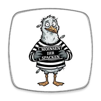 Freche Möwe Spruch Norddeutscher Humor - Viereckiger Kühlschrankmagnet - Weiß - Vorne