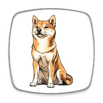 Shiba Inu Cartoon Hund Illustration - Viereckiger Kühlschrankmagnet - Weiß - Vorne