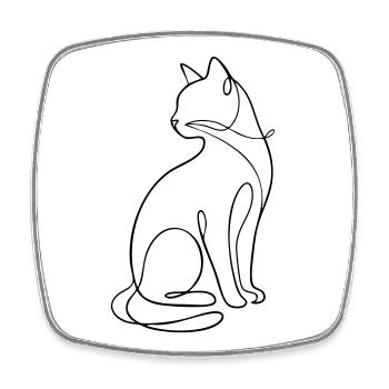 One-Line Sitting Cat Silhouette - Square fridge magnet - white - Front