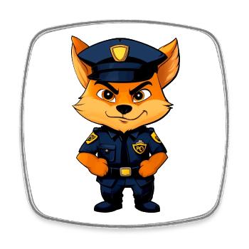 Foxes Policewoman / Police Fox - Square fridge magnet - white - Front