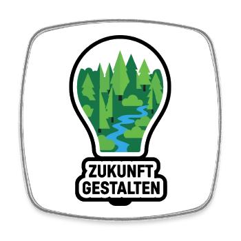 Zukunft Gestalten Öko Glühbirne - Viereckiger Kühlschrankmagnet - Weiß - Vorne