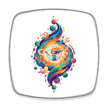 Cosmos Swirls Rainbow Art Childish Fun - Square fridge magnet - white - Front