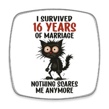 16 Hochzeitstag Geschenk Mann Frau Ehemann Ehefrau - Viereckiger Kühlschrankmagnet - Weiß - Vorne