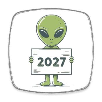 green alien - Square fridge magnet - white - Front