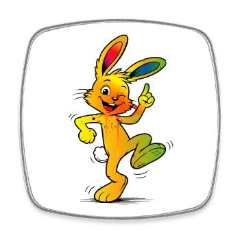 Colorful Bunny Cartoon Funny Easter Design - Square fridge magnet - white - Front