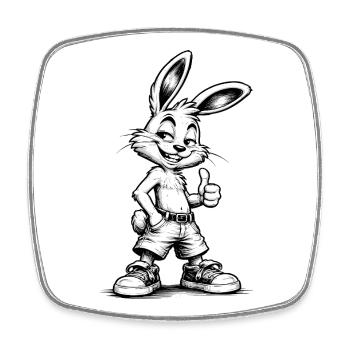 Cool Bunny Cartoon Black White Street Style - Square fridge magnet - white - Front
