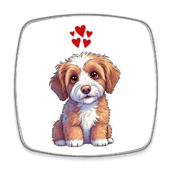 Puppy Hearts Cartoon Print - Square fridge magnet - white - Front