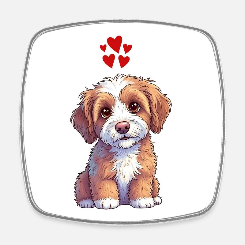 Tirage de dessins animés de Cœurs de chiot - Magnet carré - blanc