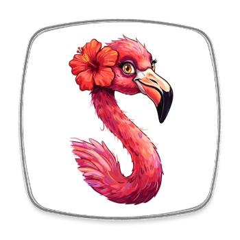Flamingo Hibiscus Tropical Splendor - Square fridge magnet - white - Front