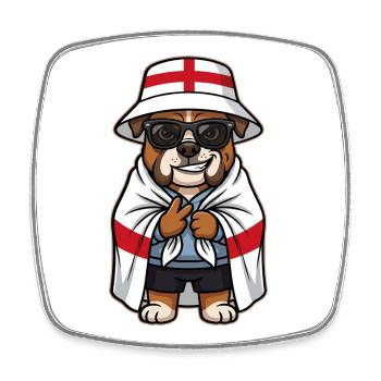 Bouledogue de chien animé anglais cool et stylé - Magnet carré - blanc - Devant