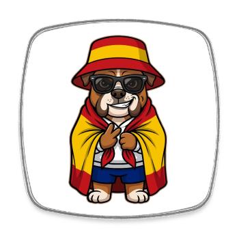 Spanien Cartoon Hund Bulldogge Cool & Stylisch - Viereckiger Kühlschrankmagnet - Weiß - Vorne