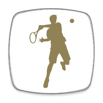 Joueur de tennis Silhouette de revers minimaliste - Magnet carré - blanc - Devant