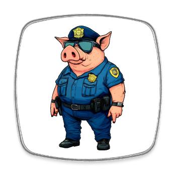 Cochon Policier - Magnet carré - blanc - Devant