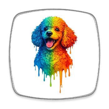 Caniche aux couleurs vives - Magnet carré - blanc - Devant