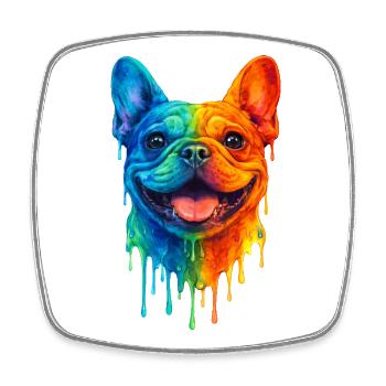French Bulldog in Bright Colors - Square fridge magnet - white - Front