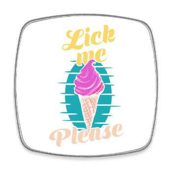 Lick Me Please Eis Cream Funny Retro Art - Square fridge magnet - white - Front