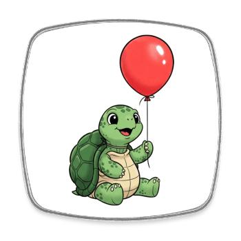 Turtle Kids T-shirt with Red Balloon - turtle - Square fridge magnet - white - Front
