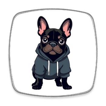 Bouledogue français - Magnet carré - blanc - Devant