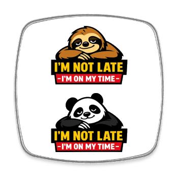 Not too late – Sloth sense of time - Square fridge magnet - white - Front