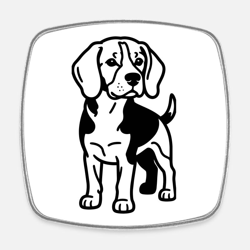 Beagle Dog - Viereckiger Kühlschrankmagnet - Weiß