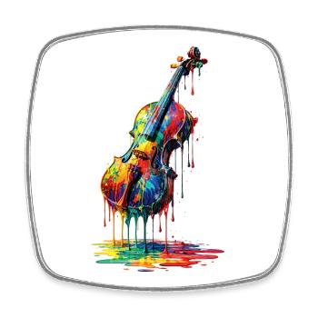 Violin with dripping paint - Square fridge magnet - white - Front