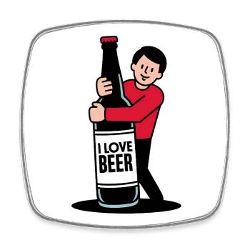 Beer Love Cartoon - Square fridge magnet - white - Front